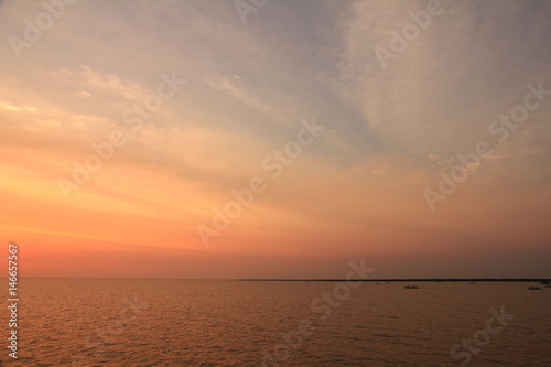 Sunset over Tonle Sap, Cambodia © marcuspon