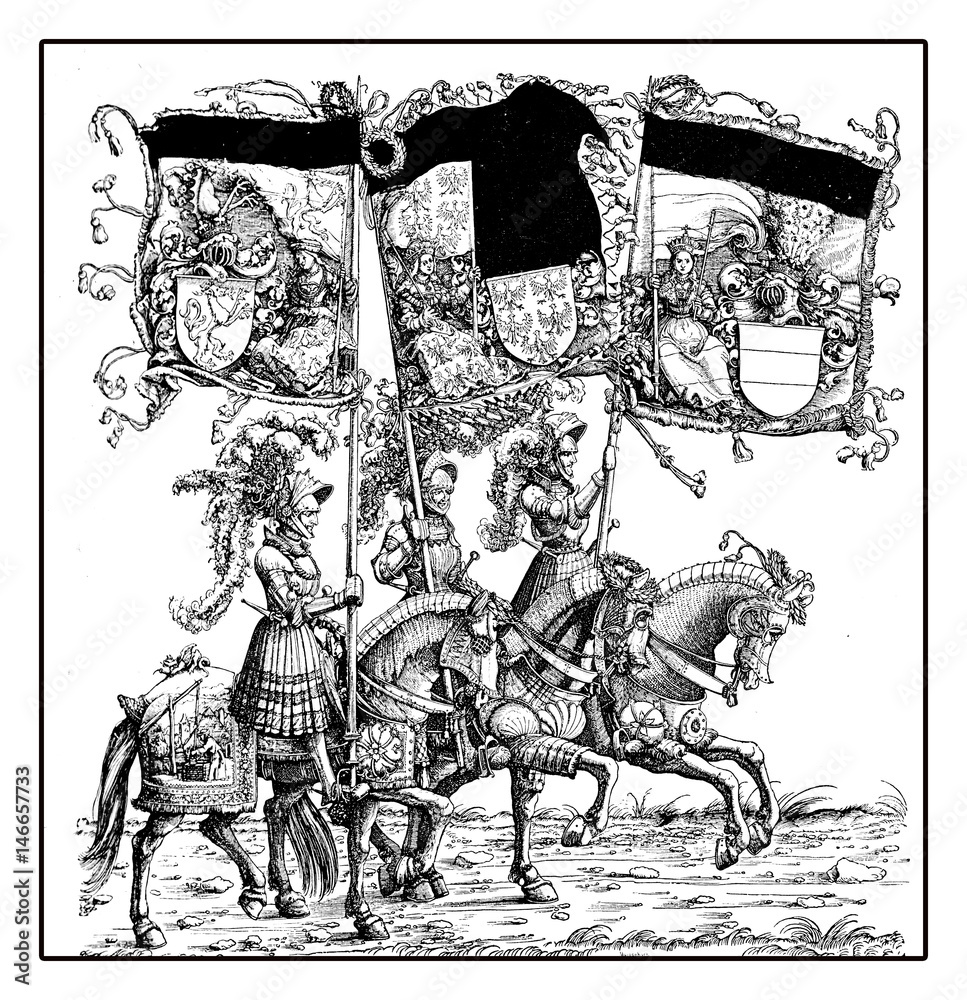 Austrian knights from Hans Burgkmair's Triumph of Maximilian I ...