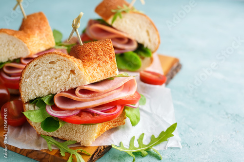 Bild auf Leinwand Sandwiches with ham