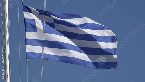 Greek Flag Lesbos Mitilini Harbour