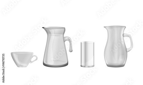 Glassware, jug, glass, cup. Decorative household items