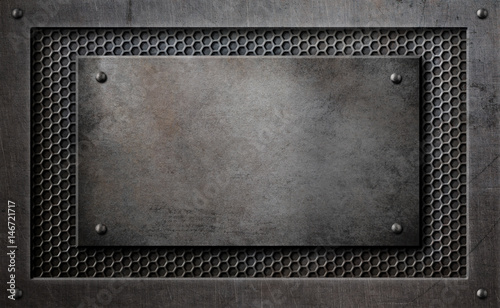 Wallpaper Mural metal plaque over comb grid background 3d illustration Torontodigital.ca