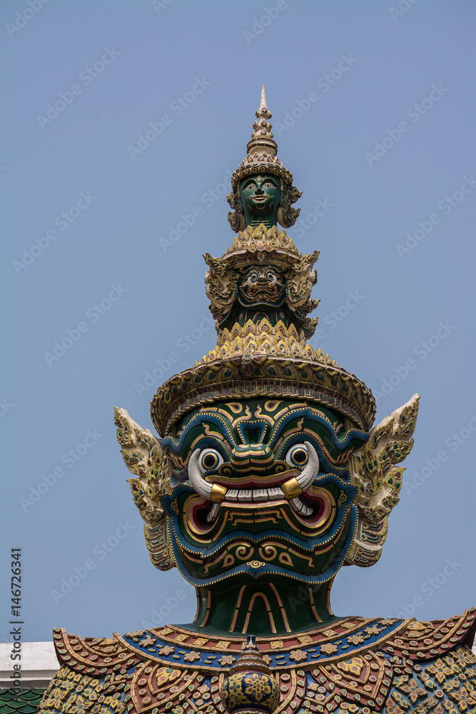 Fototapeta premium Wat Phra Kaew. Temple of the Emerald Buddha is regarded as the most sacred Buddhist temple in Bangkok Thailand.