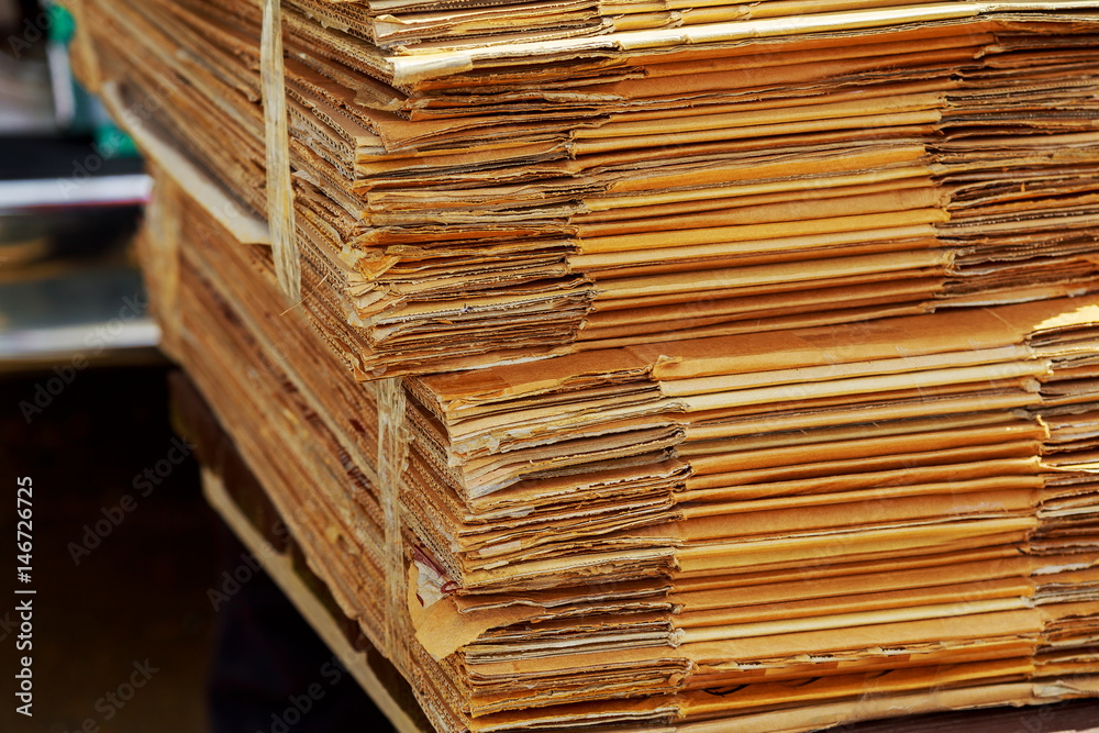 Stacking used cardboard box for recycling Stacking used cardboard box for recycling