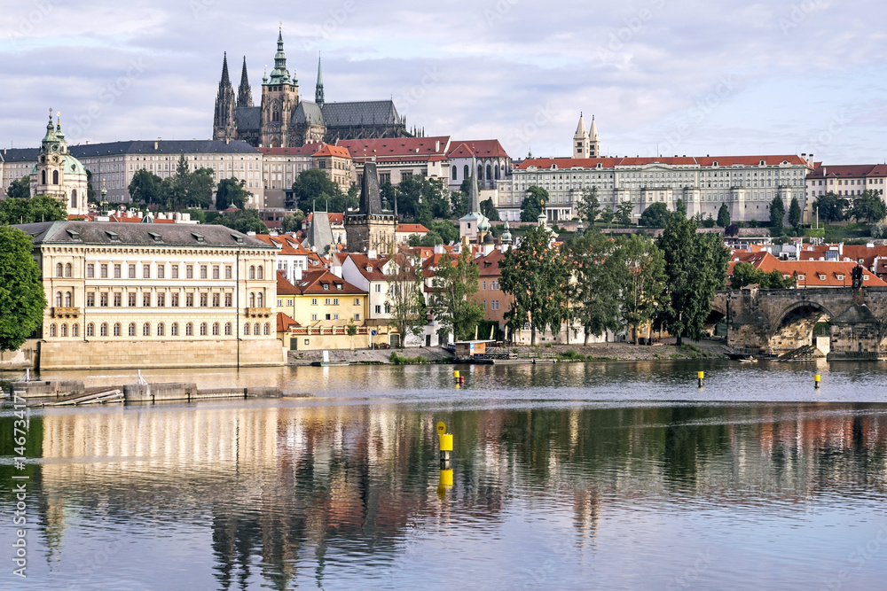 scenic river view in Prague, Czech Republic