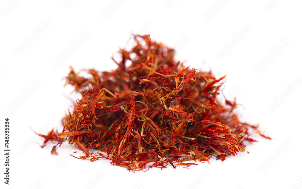 Fototapeta premium Heap of saffron isolated on white