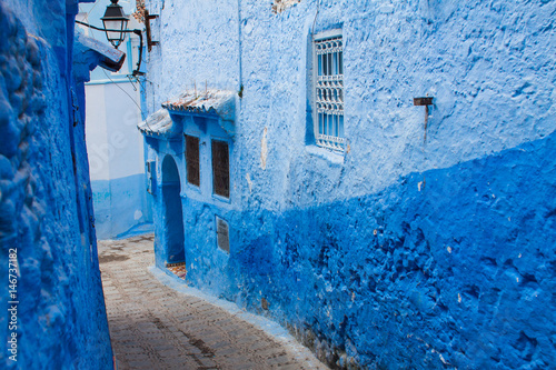 a street in chefchaouen city photo