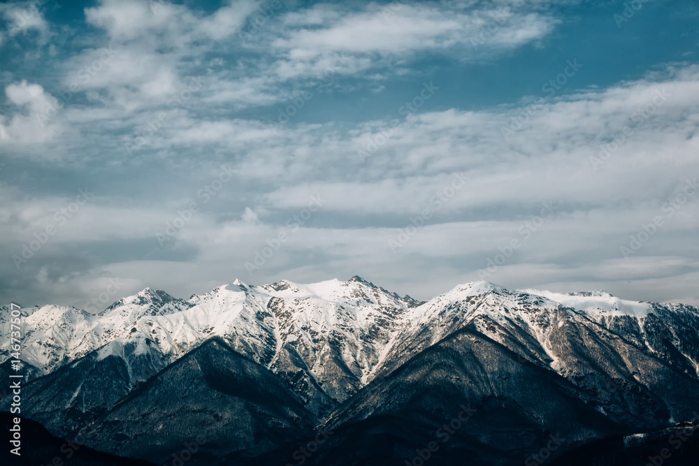 Valley of Mount Glacier and peaks of Alps