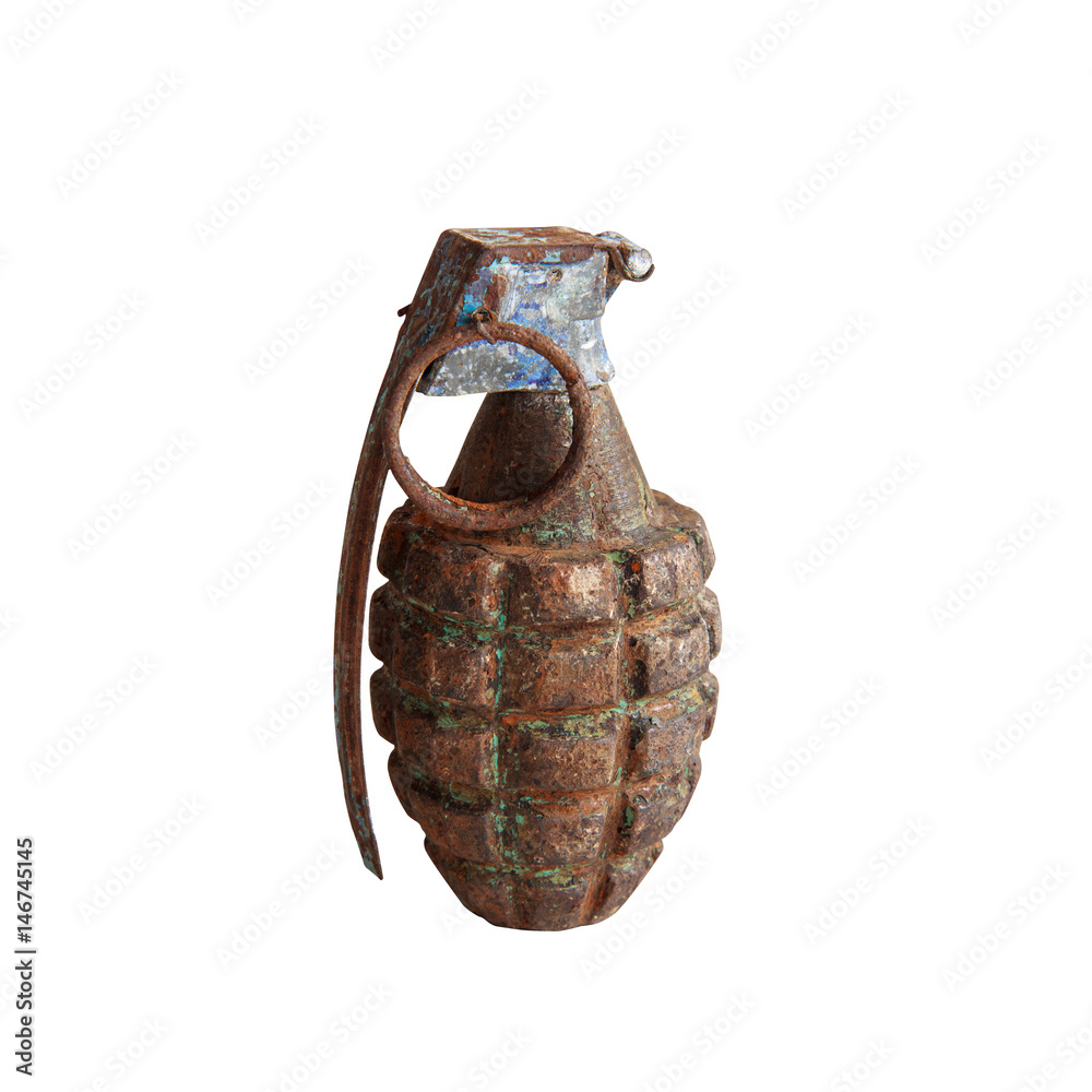 Grenade on isolated on white background and Clipping path. Grenade on isolated on white background and Clipping path.