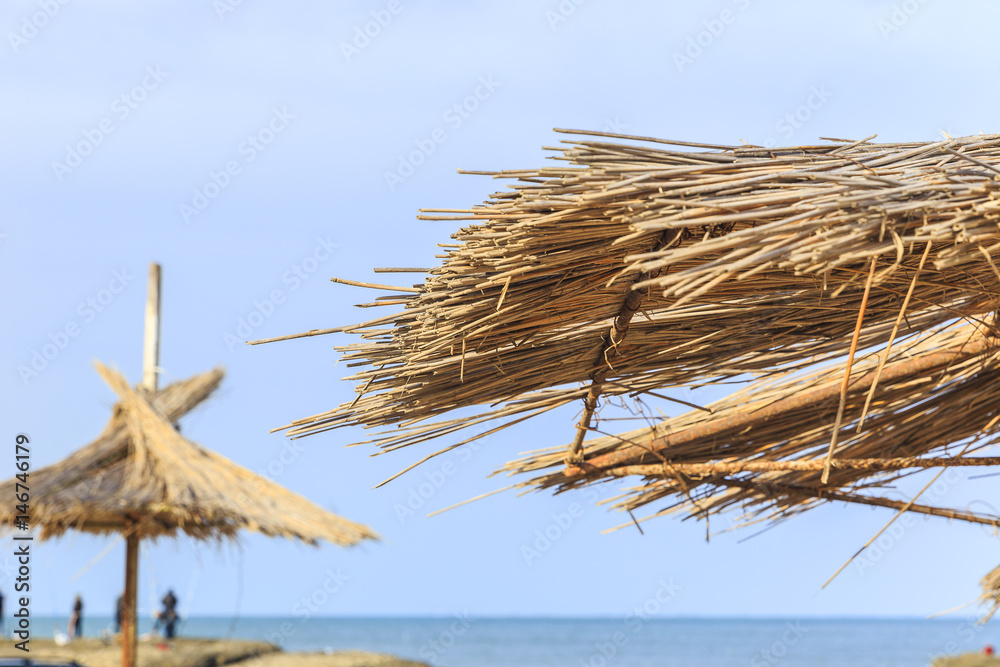 Beach umbrella made of reeds