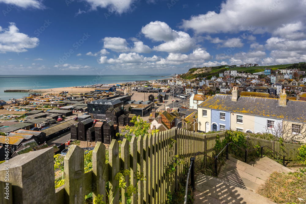 Hastings old town from East Hill in Sussex 