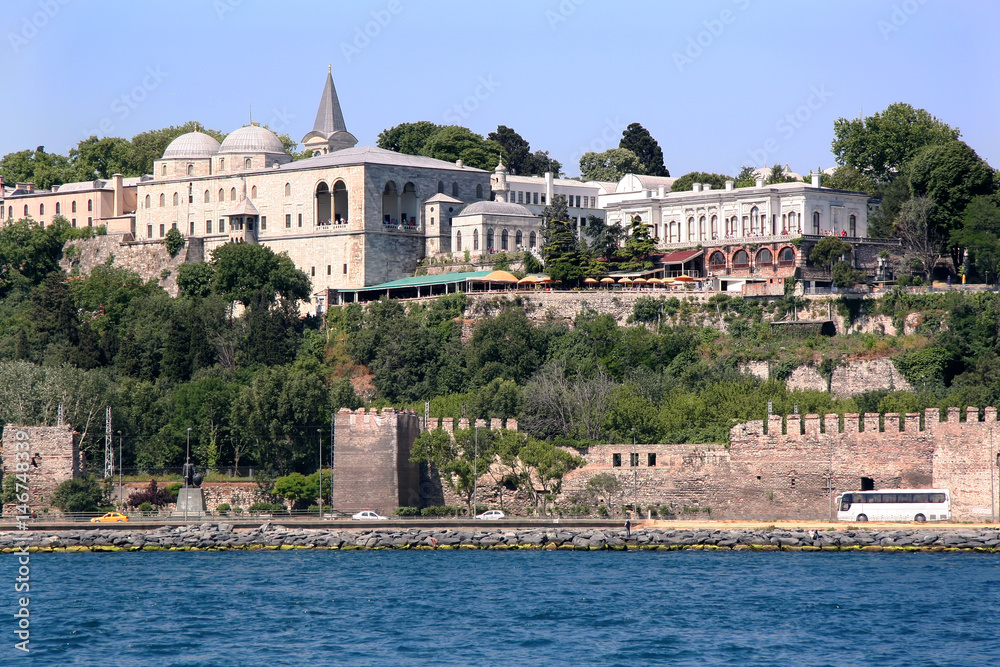 Topkapi Palace from Bosporus in Istanbul - Turkey