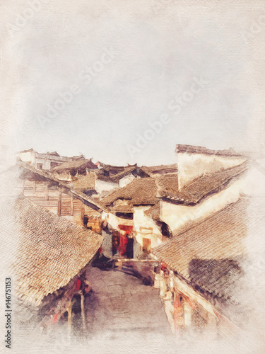 Landscape of Fenghuang Ancient Town at day