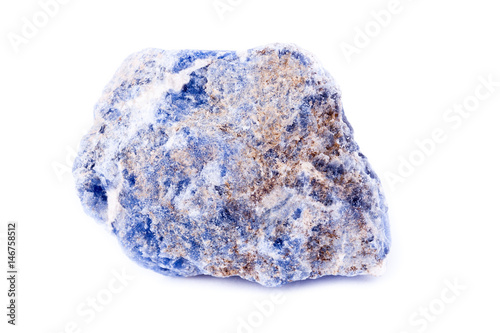 macro mineral sodalite stone on a white background