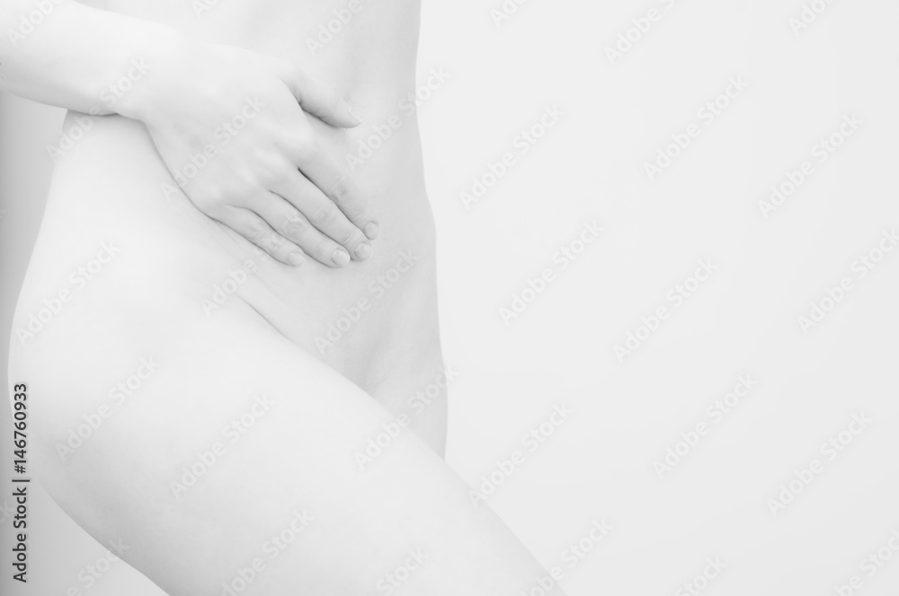 Beautiful slim woman body. Black and white. Space for text. Beautiful slim woman body. Black and white. Space for text.