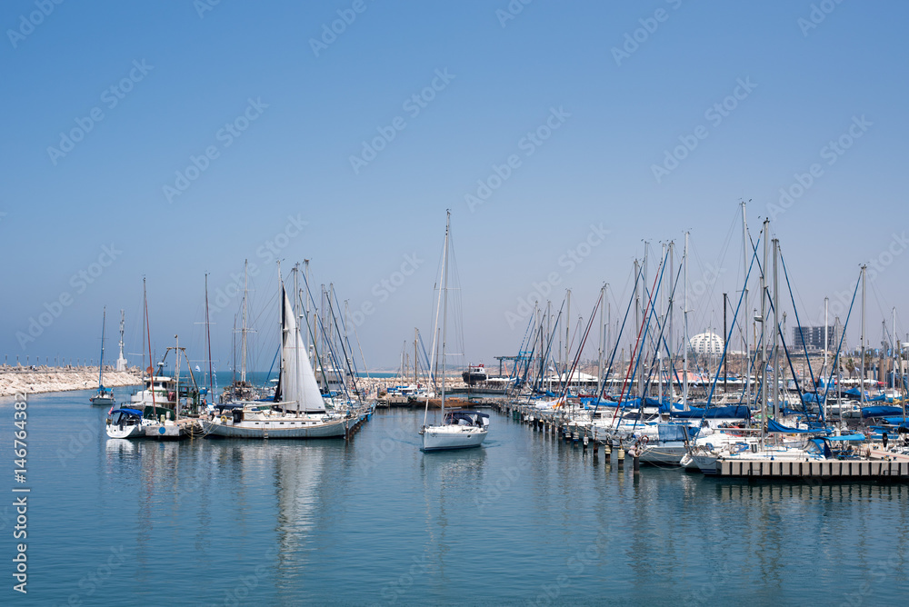 Boats in yachting community in Mediterranean sea