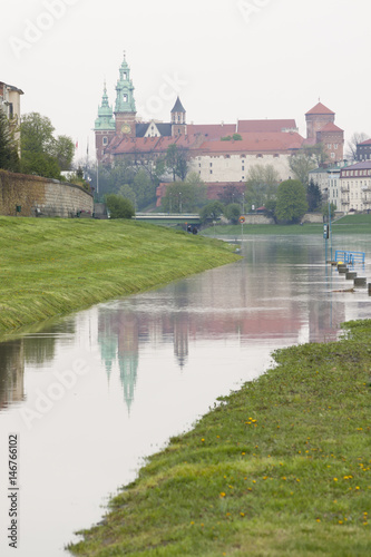 Poland, Krakow, Flooded River Bank
