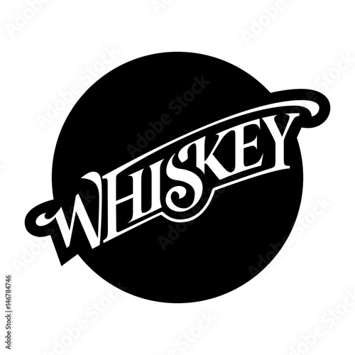 Circular Label Logo Sticker Whiskey Lettering Script Print Emblem Text