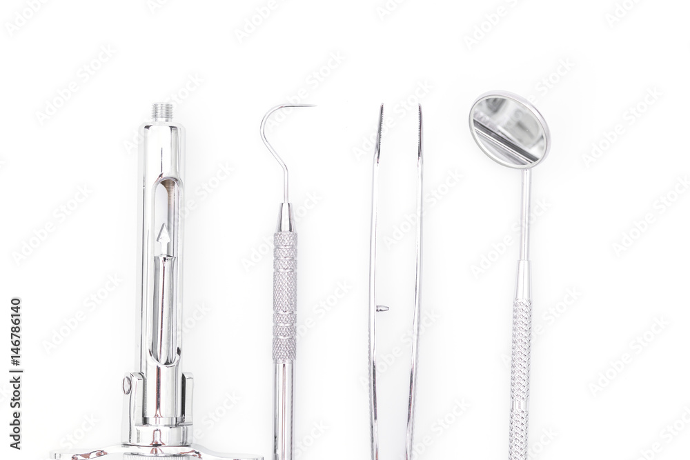 Fototapeta premium Dental tools and equipment on white background