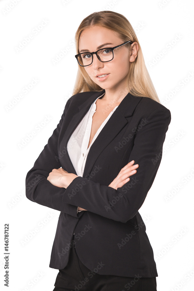 Young business woman portrait isolated on white Young business woman portrait isolated on white