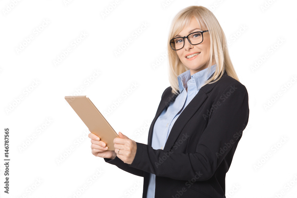 Young business woman portrait isolated on white Young business woman portrait isolated on white