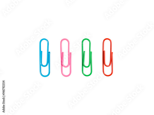 Colorful paper clip isolated on white background with clipping path