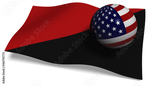 3D illustration. Antifa flag with a USA flag in a ball