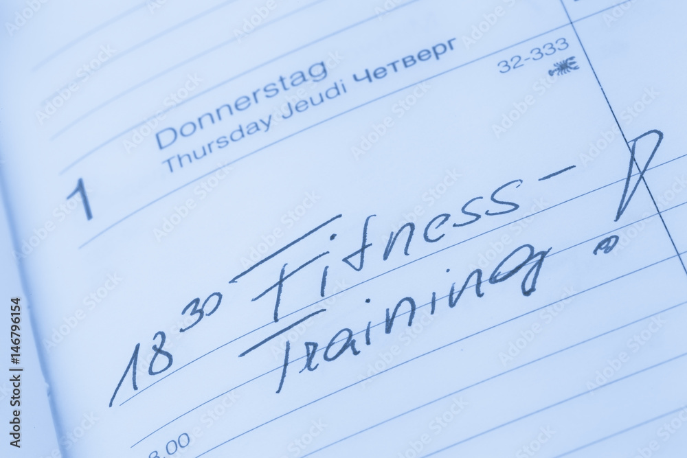 Eintrag im Kalender: Fitnesstraining Eintrag im Kalender: Fitnesstraining