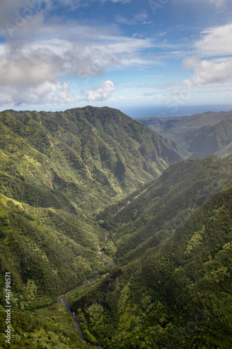 Luftaufnahme eines tiefen Tals im Landesinneren von Kauai  Hawaii  USA.