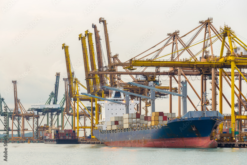 Industrial port container ship