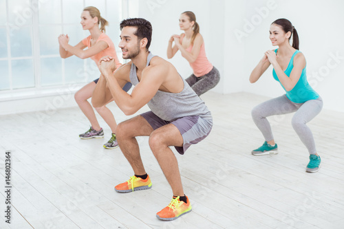 Young People Exercise Together Healthy Lifestyle Concept