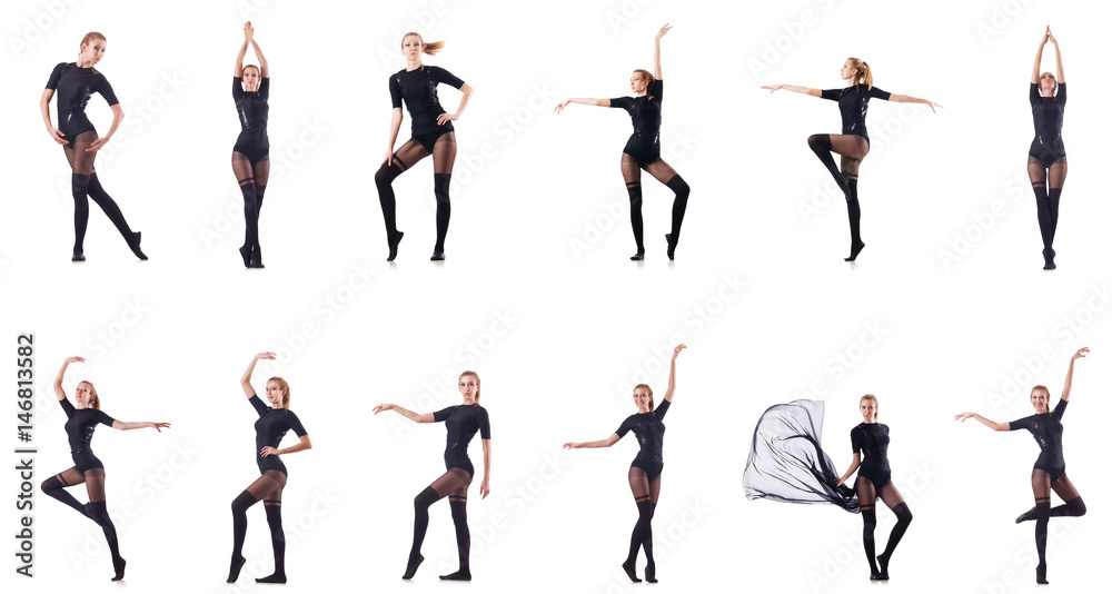 Woman dancing isolated on the white