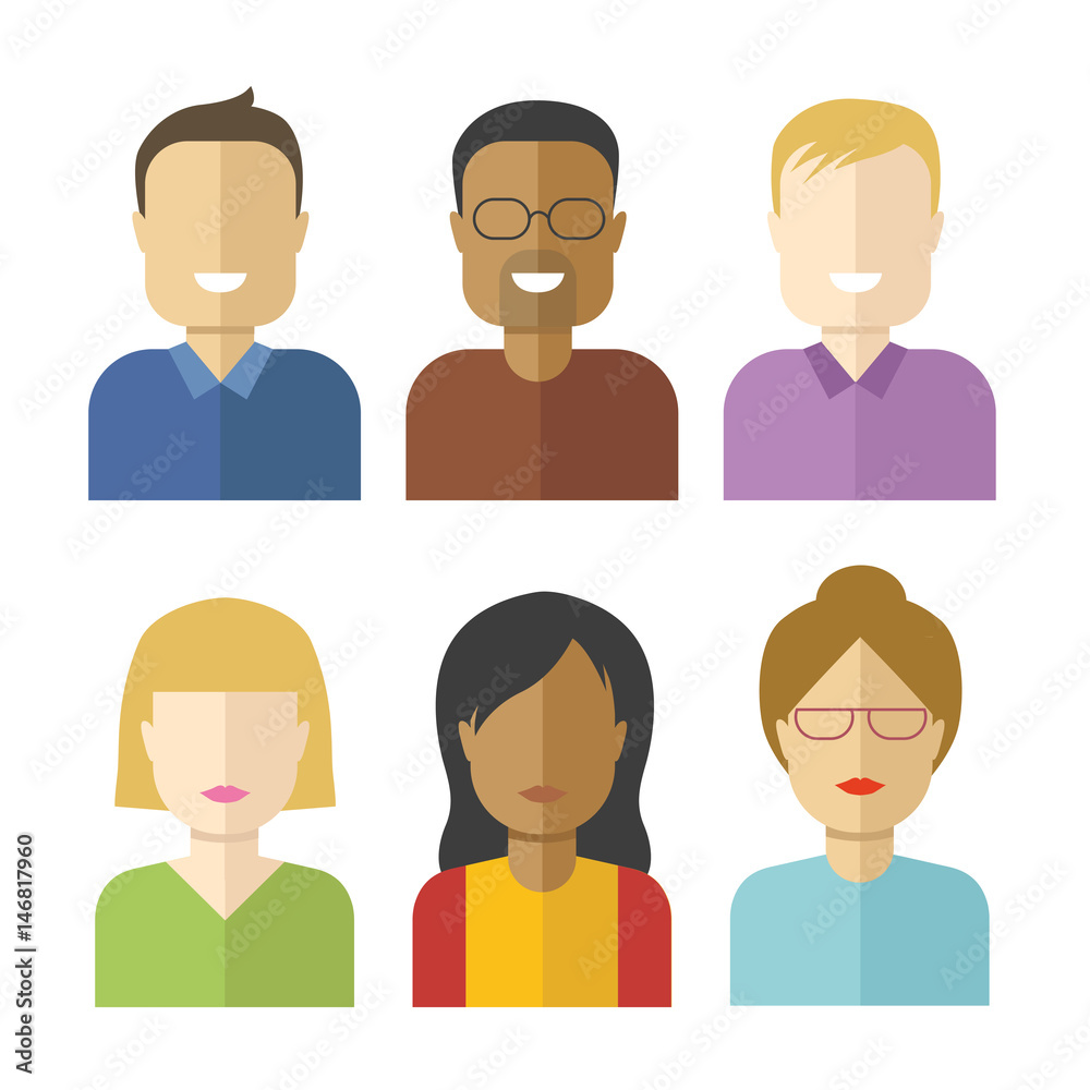 Set of flat vector avatars isolated on white background Set of flat vector avatars isolated on white background