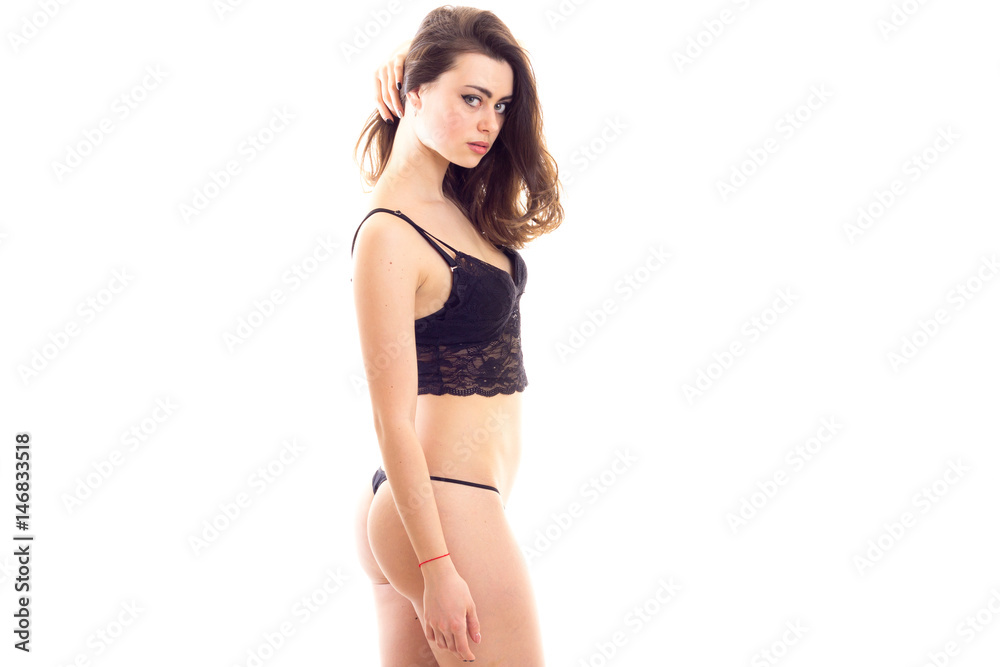 Young woman in black lingerie Young woman in black lingerie