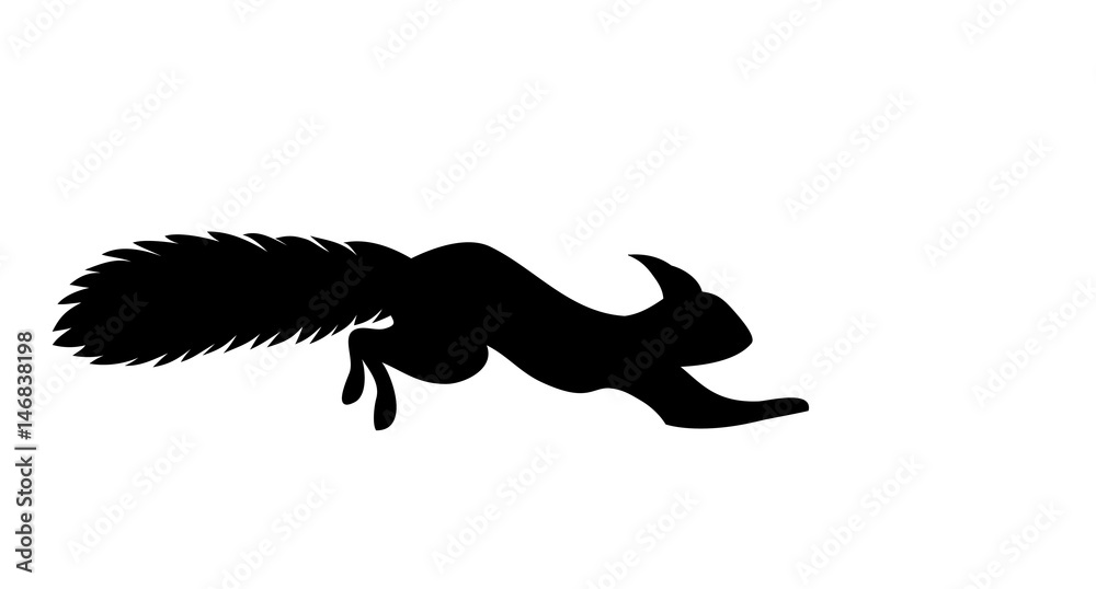 silhouette of a running squirrel