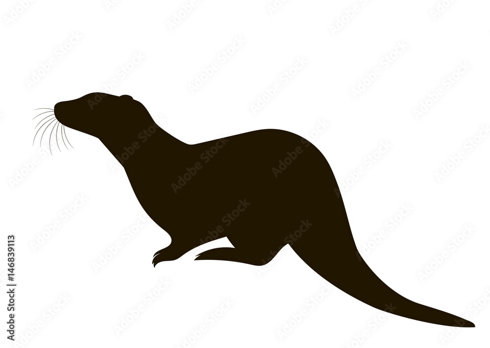 silhouette of a sitting otter