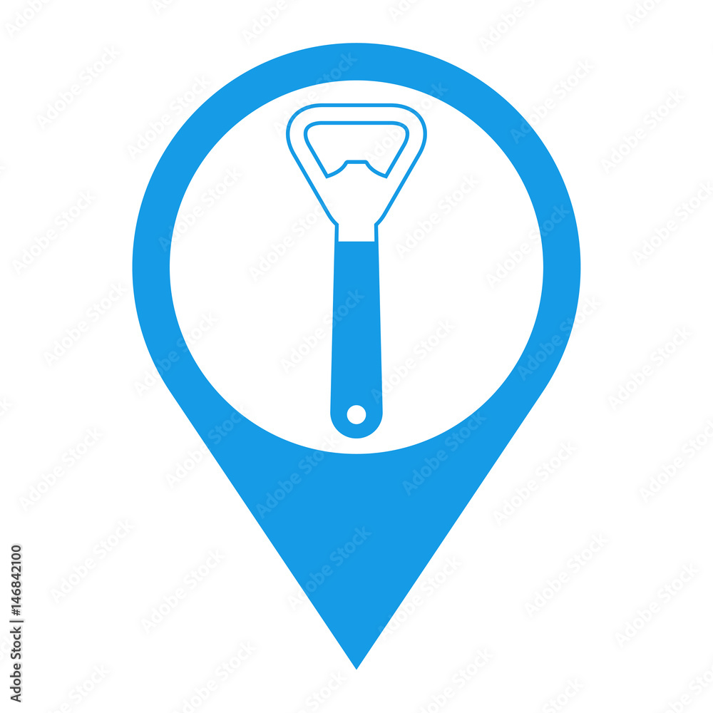 Icono plano localizacion abrebotellas lineal azul Icono plano localizacion abrebotellas lineal azul