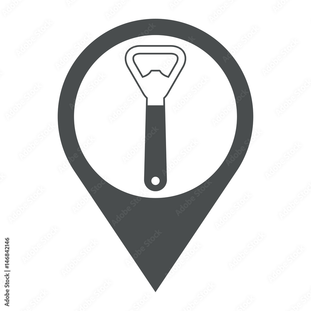 Icono plano localizacion abrebotellas lineal gris Icono plano localizacion abrebotellas lineal gris