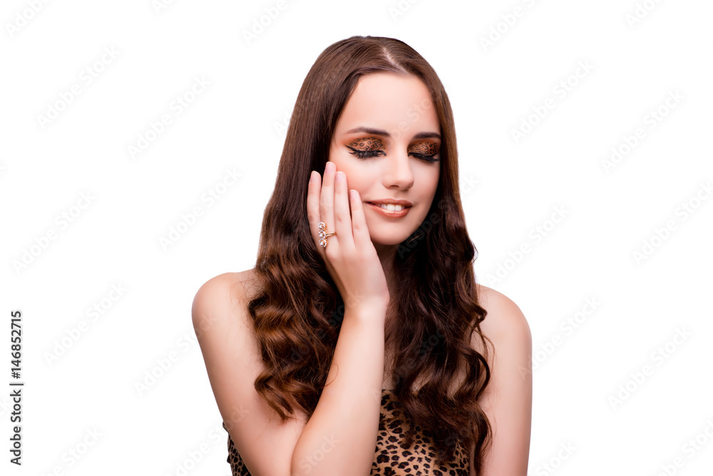 Young woman in beauty concept on white isolated background Young woman in beauty concept on white isolated background