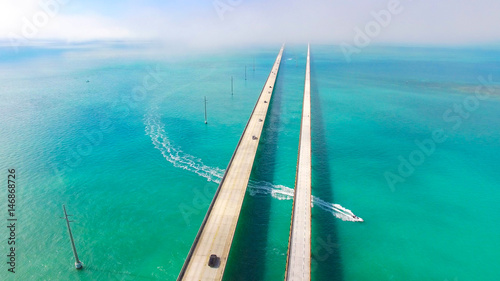 Seven Miles bridge. Florida Keys. Aerial photo photo