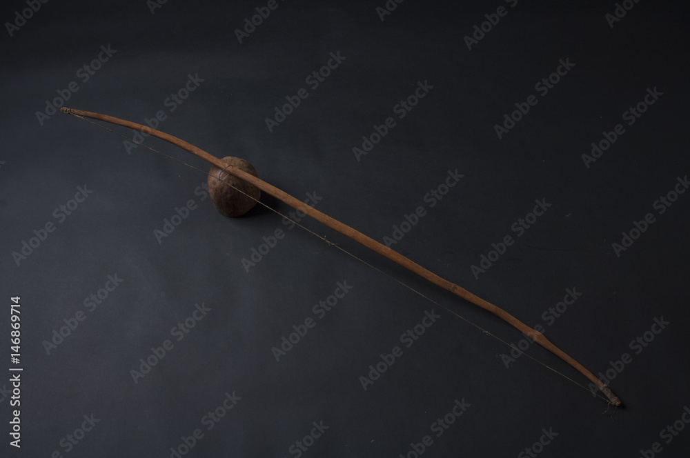 African music instrument, birimbau made of wood isolated with black ...
