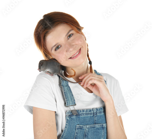 Teenager girl with funny ra...