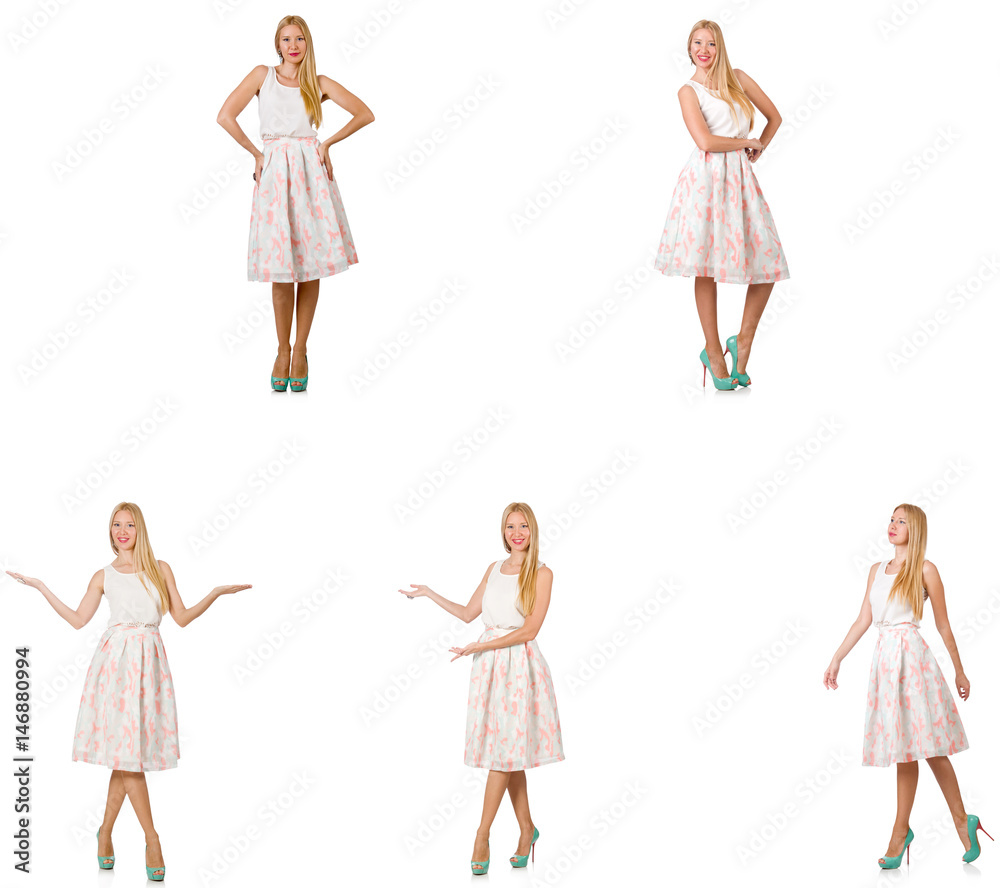 Woman in fashion looks isolated on white