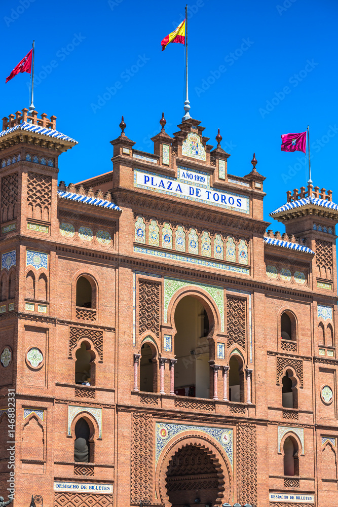 Madrid. Famous bullfighting arena in Madrid. Touristic attraction in Spain.
