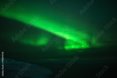 Northern lights. Aurora borealis nature landscape at night