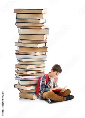 High stack of books, isolat...
