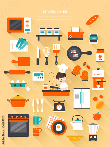 Kitchen Flat Illustrations Collection