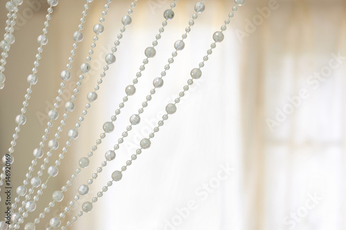 Luxury curtains pearl background with soft light