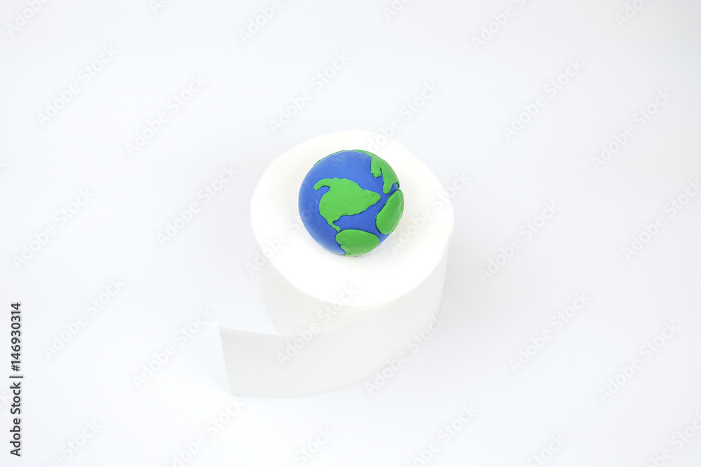 Globe ,earth made from clay on white background. Concept Save green planet. Earth day holiday concept Globe ,earth made from clay on white background. Concept Save green planet. Earth day holiday concept