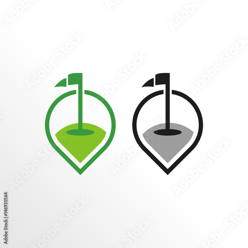 golf point logo icon with green and monochrome color